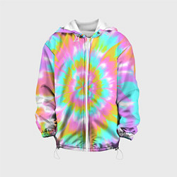 Куртка с капюшоном детская Tie-Dye кислотный в стиле барби, цвет: 3D-белый