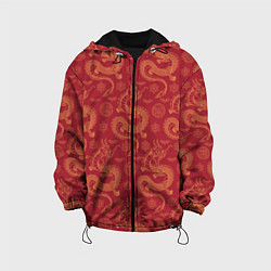 Куртка с капюшоном детская Dragon red pattern, цвет: 3D-черный