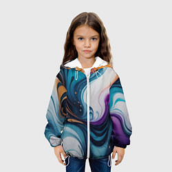 Куртка с капюшоном детская Жидкий цветной узор - нейросеть, цвет: 3D-белый — фото 2