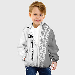 Куртка с капюшоном детская Great Wall speed на светлом фоне со следами шин: п, цвет: 3D-белый — фото 2