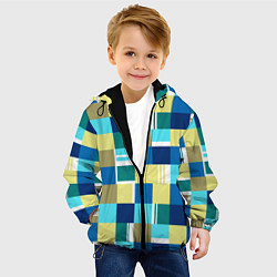 Куртка с капюшоном детская Ретро квадраты, цвет: 3D-черный — фото 2