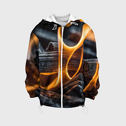 Куртка с капюшоном детская Дрова в костре - нейросеть, цвет: 3D-белый