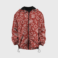 Куртка с капюшоном детская Осень - бордовый 2, цвет: 3D-черный