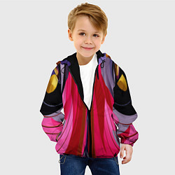 Куртка с капюшоном детская Сине-малиновый узор, цвет: 3D-черный — фото 2
