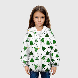 Куртка с капюшоном детская Узор с зелеными елочками, цвет: 3D-белый — фото 2