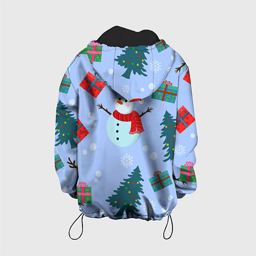Детская куртка Снеговики с новогодними подарками паттерн / 3D-Черный – фото 2