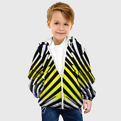 Куртка с капюшоном детская Зеркальный паттерн из полос, цвет: 3D-белый — фото 2