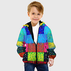 Куртка с капюшоном детская Геометрическая абстракция - капли дождя, цвет: 3D-черный — фото 2