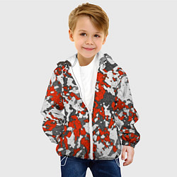 Куртка с капюшоном детская Абстракция серо-красная, цвет: 3D-белый — фото 2