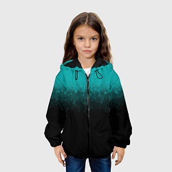 Куртка с капюшоном детская Градиент бирюзово-чёрный, цвет: 3D-черный — фото 2