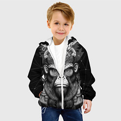 Куртка с капюшоном детская Кинг Конг король обезьян на фоне созвездия, цвет: 3D-белый — фото 2