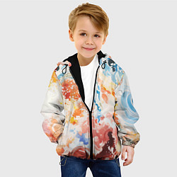 Куртка с капюшоном детская Абстрактные контрастные волны, цвет: 3D-черный — фото 2