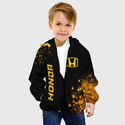 Куртка с капюшоном детская Honda - gold gradient: надпись, символ, цвет: 3D-черный — фото 2