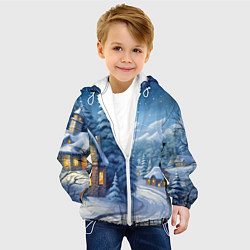Куртка с капюшоном детская Новогодний домик, цвет: 3D-белый — фото 2