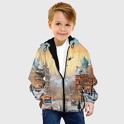 Куртка с капюшоном детская Новогодний городок, цвет: 3D-черный — фото 2