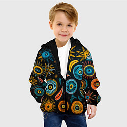Куртка с капюшоном детская Африканский узор - нейросеть, цвет: 3D-черный — фото 2