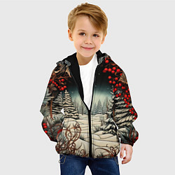 Куртка с капюшоном детская Новый год природа, цвет: 3D-черный — фото 2