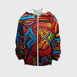 Куртка с капюшоном детская Разноцветный узор в стиле абстракционизм, цвет: 3D-белый
