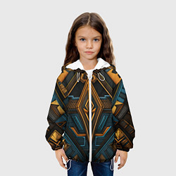 Куртка с капюшоном детская Орнамент с ромбами в египетском стиле, цвет: 3D-белый — фото 2