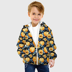 Куртка с капюшоном детская Паттерн тыквы и цветы, цвет: 3D-белый — фото 2