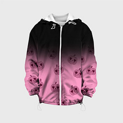 Куртка с капюшоном детская Черно-розовый градиент и хэллоуинские тыквы паттер, цвет: 3D-белый