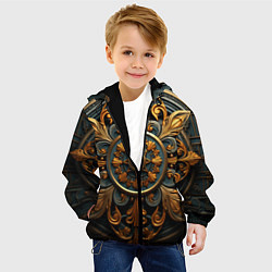 Куртка с капюшоном детская Круглый орнамент в викингском стиле, цвет: 3D-черный — фото 2