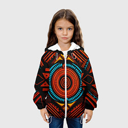 Куртка с капюшоном детская Орнамент в африканском стиле на тёмном фоне, цвет: 3D-белый — фото 2