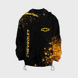 Куртка с капюшоном детская Chevrolet - gold gradient вертикально, цвет: 3D-черный