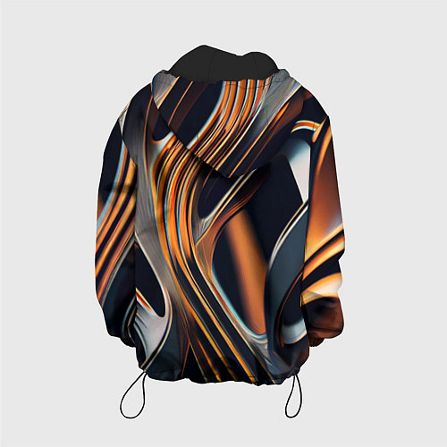 Детская куртка Слияние красок оранжевого и чёрного абстракция / 3D-Черный – фото 2