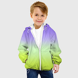 Куртка с капюшоном детская Фиолетовый мятный и желто-зеленый градиент, цвет: 3D-белый — фото 2
