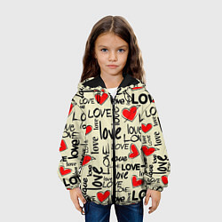 Куртка с капюшоном детская Abstraction of love, цвет: 3D-черный — фото 2
