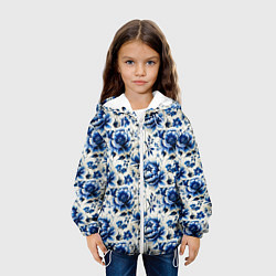 Куртка с капюшоном детская Гжель узор паттерн, цвет: 3D-белый — фото 2