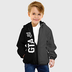 Куртка с капюшоном детская GTA glitch на темном фоне по-вертикали, цвет: 3D-черный — фото 2