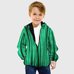 Куртка с капюшоном детская Абстракция полосы зелёные, цвет: 3D-черный — фото 2