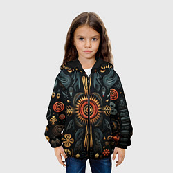Куртка с капюшоном детская Паттерн в славянской стилистике, цвет: 3D-черный — фото 2