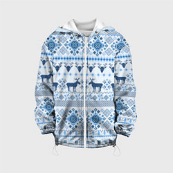 Куртка с капюшоном детская Blue sweater with reindeer, цвет: 3D-белый
