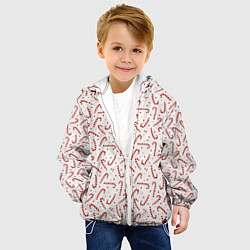 Куртка с капюшоном детская Caramel cane new years pattern, цвет: 3D-белый — фото 2