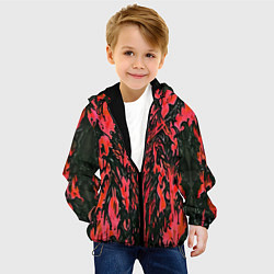 Куртка с капюшоном детская Демонический доспех красный, цвет: 3D-черный — фото 2