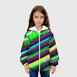 Куртка с капюшоном детская Размытые абстрактные полосы, цвет: 3D-белый — фото 2