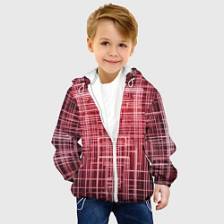 Куртка с капюшоном детская Красные неоновые полосы киберпанк, цвет: 3D-белый — фото 2
