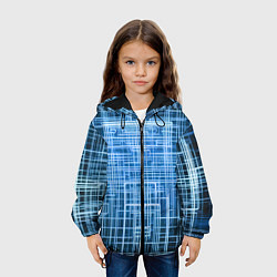 Куртка с капюшоном детская Синие неоновые полосы киберпанк, цвет: 3D-черный — фото 2