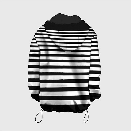 Детская куртка Силуэт на чёрно белом полосы / 3D-Черный – фото 2