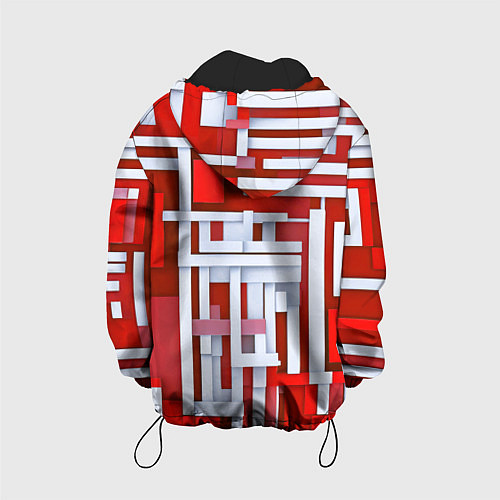 Детская куртка Полосы на красном фоне / 3D-Черный – фото 2