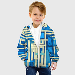 Куртка с капюшоном детская Полосы на синем фоне, цвет: 3D-белый — фото 2