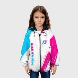 Куртка с капюшоном детская Need for Speed neon gradient style вертикально, цвет: 3D-черный — фото 2