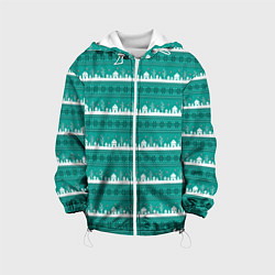 Куртка с капюшоном детская Зеленый зимний пейзаж, цвет: 3D-белый