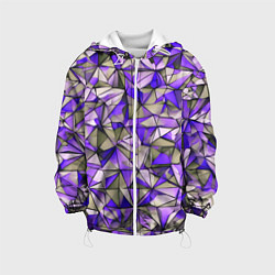 Куртка с капюшоном детская Маленькие фиолетовые треугольники, цвет: 3D-белый
