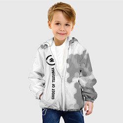 Куртка с капюшоном детская Ghost of Tsushima glitch на светлом фоне по-вертик, цвет: 3D-белый — фото 2