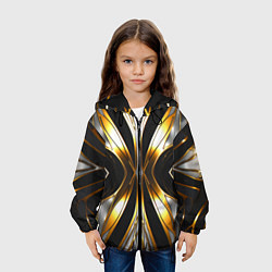 Куртка с капюшоном детская Неоновый узор стальная бабочка, цвет: 3D-черный — фото 2