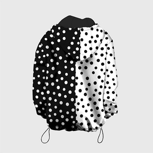 Детская куртка Две половины чёрный и белый горошек / 3D-Черный – фото 2